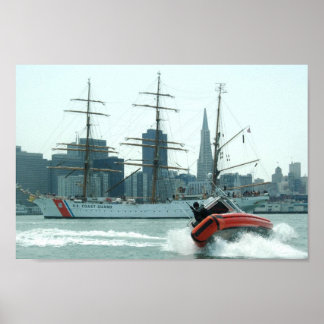 Affiche Réponse de la Garde côtière Aigle de bateau et de