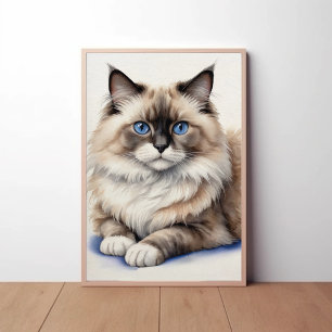 Affiche Repos Ragdoll Chat Illustration Cosy Animaux