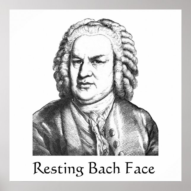Affiche Repose Bach Face Compositeur de musique classique (Devant)