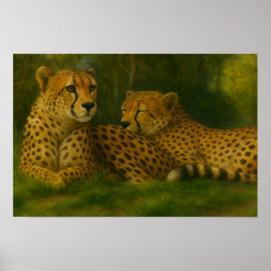 Affiche Repose de Cheetah Duo dans le cadre de la forêt