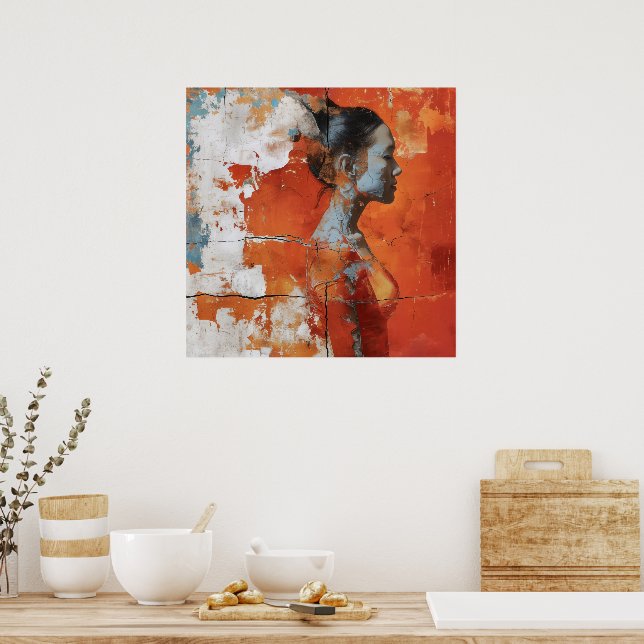 Affiche Représentation artistique montrant une femme en pr (Cuisine)