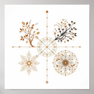 Affiche Représentation minimaliste des quatre saisons