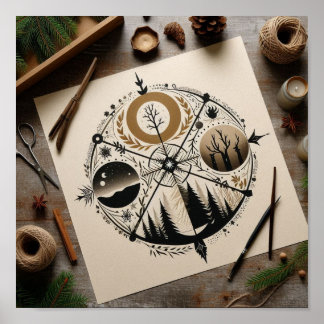 Affiche Représentation minimaliste des quatre saisons