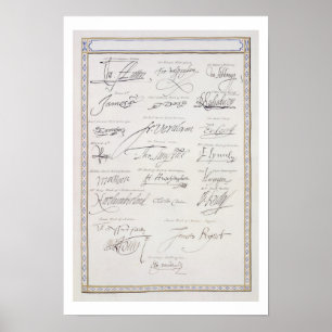 Affiche Reproduction des signatures du Tudors et leur