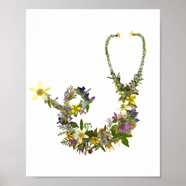 Affiche Reproduction Pressed Flower Stethoscope Nurse (Devant)