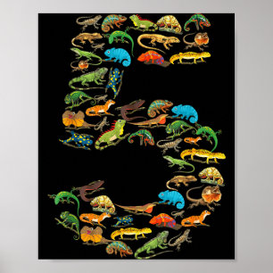 Affiche reptiles lézards 5 ans anniversaire 5ème anniversa