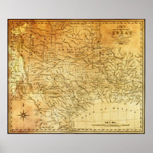 Affiche REPUBLIC of TEXAS 1841 MAP