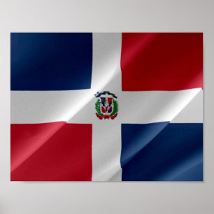 Affiche République Dominicaine - Drapeau dominicain -