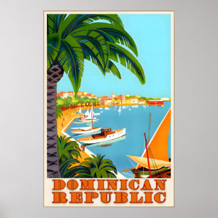 Affiche République dominicaine Hispaniola mer des Caraïbes