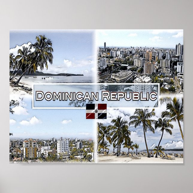 Affiche République Dominicaine - Mosaic - (Devant)