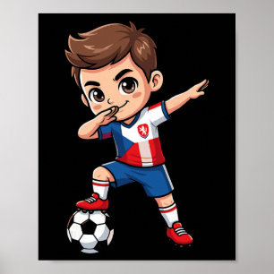 Affiche République tchèque Dab Enfant Goal Cartoon Drapeau