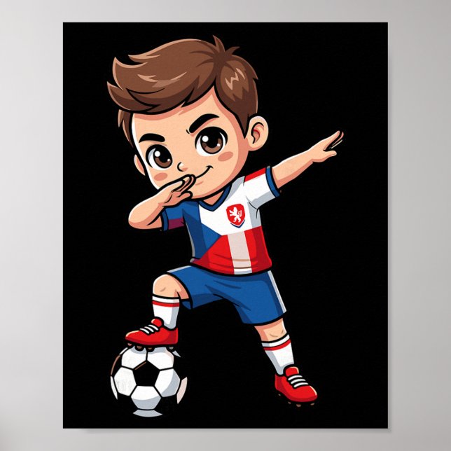 Affiche République tchèque Dab Enfant Goal Cartoon Drapeau (Devant)