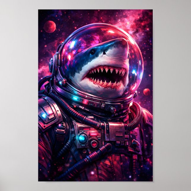 Affiche Requin Astronaute Combinaison Spatiale Portrait d' (Devant)
