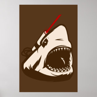Affiche Requin avec un projecteur laser Frickin'