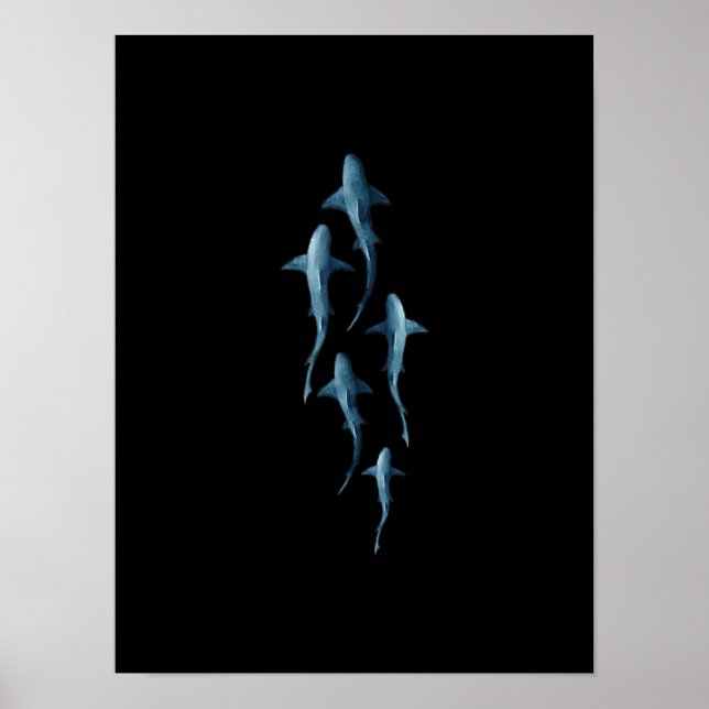 Affiche Requin - Baignade Requins mignonne Drôle Cadeau (Devant)