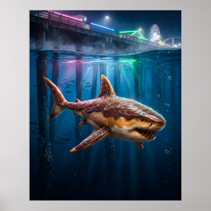 Affiche Requin beignet Enseigne au néon Pier