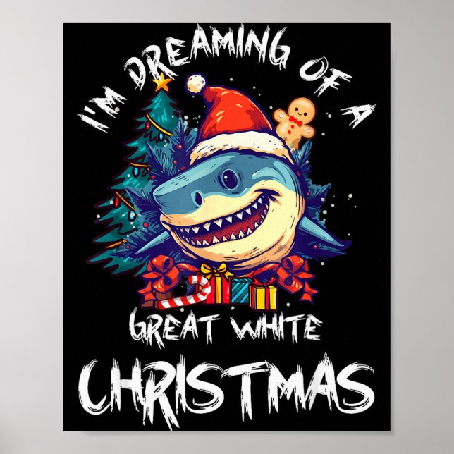 Affiche Requin de Noël Chapeau de Santa Xmas Requin de Noë (Devant)