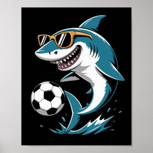 Affiche Requin drôle jouant au football Art Animal Sport G