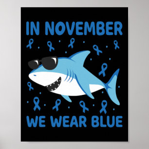 Affiche Requin En Novembre Nous Portons Bleu Diabète Garço