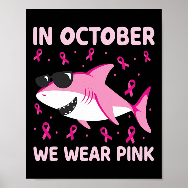 Affiche Requin En Octobre Nous Portons Le Cancer Du Sein R (Devant)