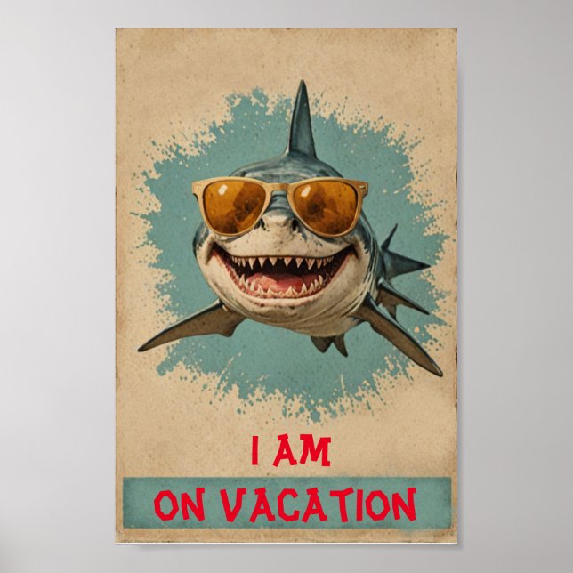 Affiche Requin en vacances vintage (Devant)