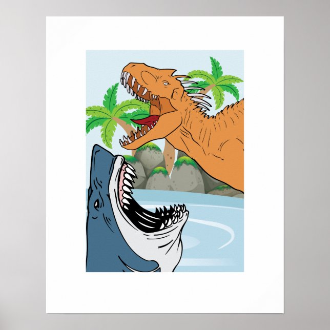Affiche Requin Et Dinosaure Pour Les Cadeaux Garçons (Devant)
