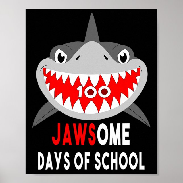 Affiche Requin Jawesome 100 Jours École Cadeau Mignon Drôl (Devant)