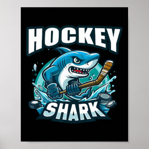 Affiche Requin jouant au hockey drôle de hockey