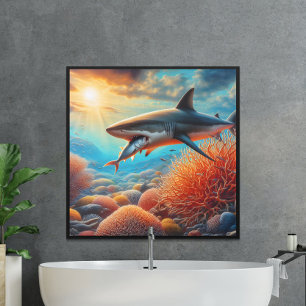 Affiche Requin Majestic Parmi Le Corail