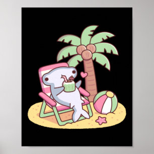 Affiche Requin Marteau Mignon Se Détendant Sur Chaise De P