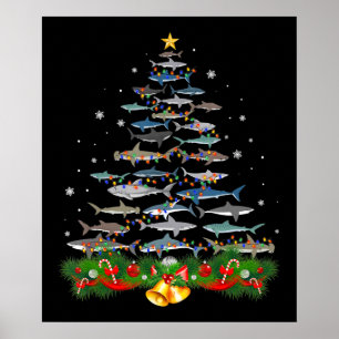 Affiche Requin Noël Arbre de requin Amateurs de cadeaux
