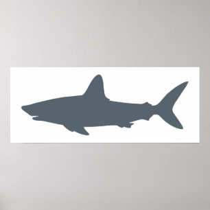 Affiche Requin par temps orageux et blanc