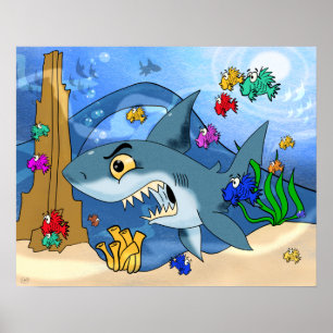 Affiche Requin parmi les poissons