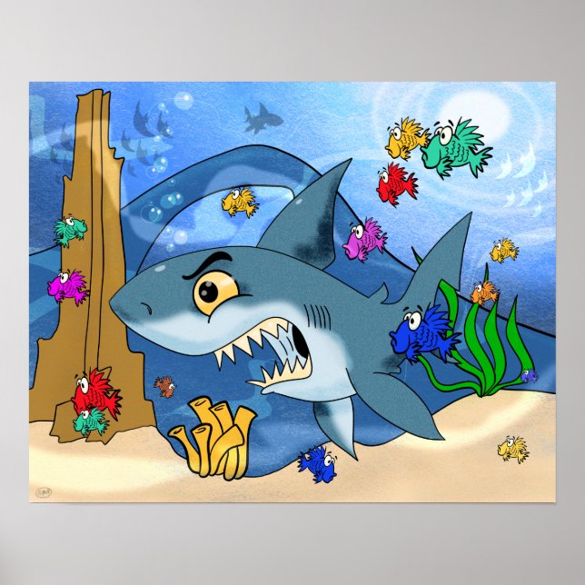 Affiche Requin parmi les poissons (Devant)
