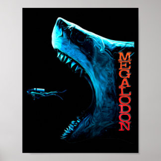 Affiche Requin Primitif Megalodon Nageoire Dorsale Dents O