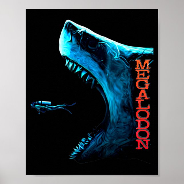 Affiche Requin Primitif Megalodon Nageoire Dorsale Dents O (Devant)