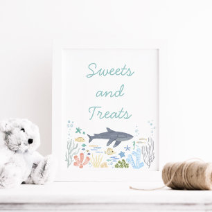 Affiche Requin Sous La Mer Baby showers Sucres