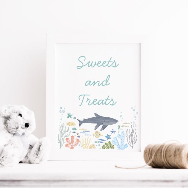 Affiche Requin Sous La Mer Baby showers Sucres (Créateur téléchargé)