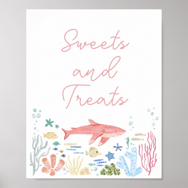 Affiche Requin Sous La Mer Baby showers Sucres (Devant)