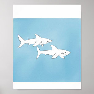 Affiche Requins nageant
