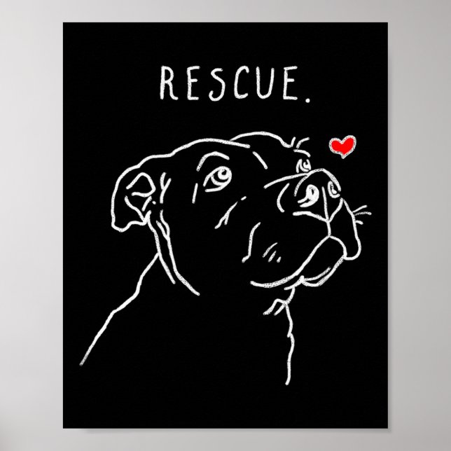 Affiche Rescue Dog, Tbull Drawing, Rescue Mom, Adopt Don't (Devant)