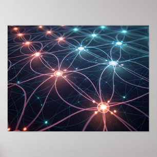 Affiche Réseau neuronal lumineux connecté