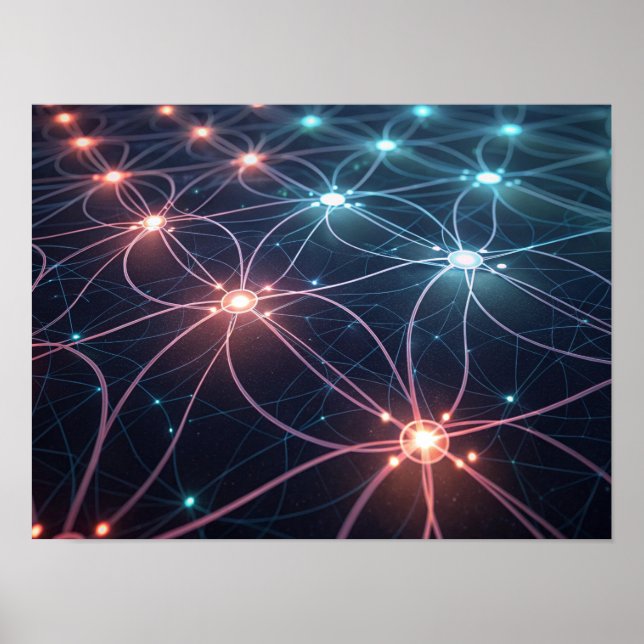 Affiche Réseau neuronal lumineux connecté (Devant)