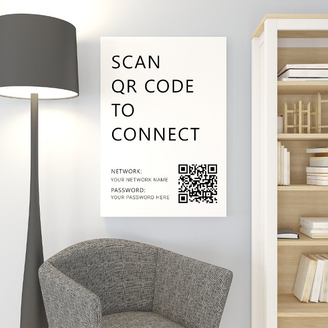 Affiche Réseau Wi-Fi professionnel Code QR Blanc (Créateur téléchargé)