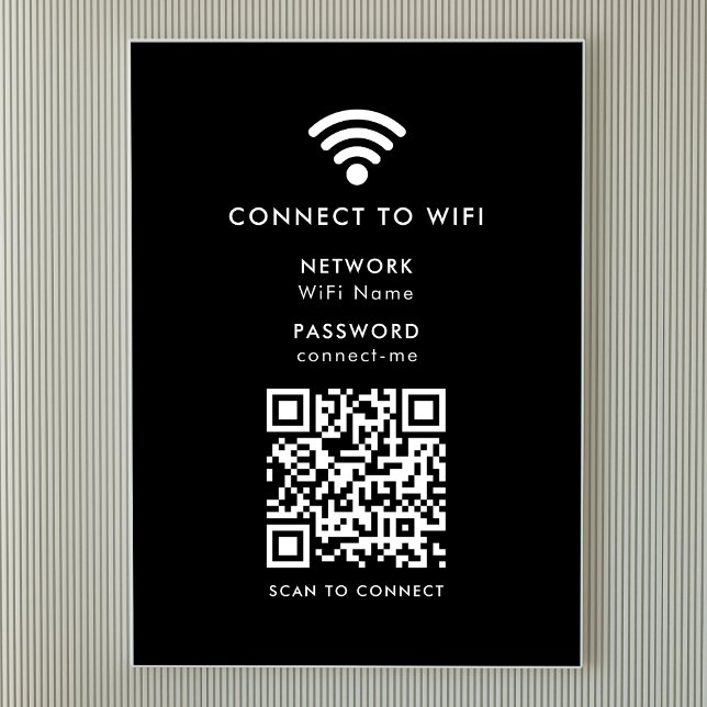 Affiche Réseau Wifi | Code QR Mot de passe Internet Noir (Créateur téléchargé)