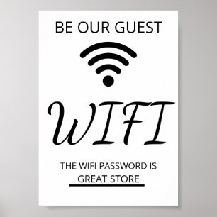 Affiche Réseau Wifi et Mot de Passe Commerce de Détail