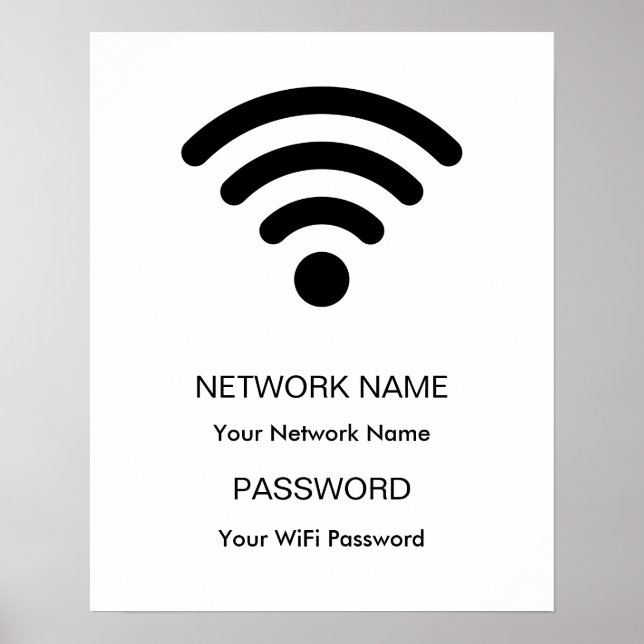 Affiche Réseau Wifi personnalisé et mot de passe blanc (Devant)