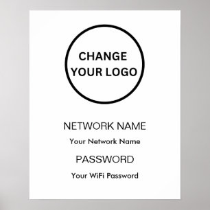 Affiche Réseau Wifi personnalisé et mot de passe blanc