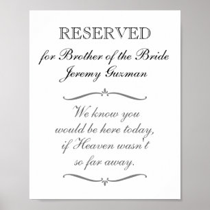 Affiche Réservé au frère de la mariée Mémorial Mariage