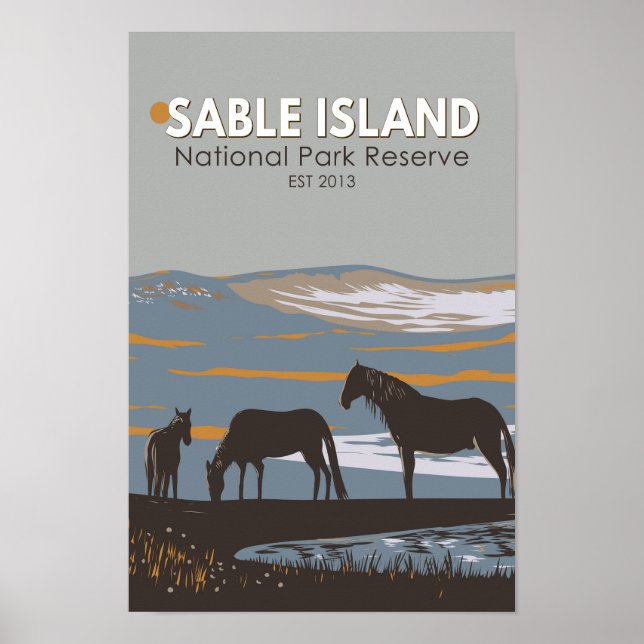 Affiche Réserve de parc national de l'île Sable Canada Vin (Devant)